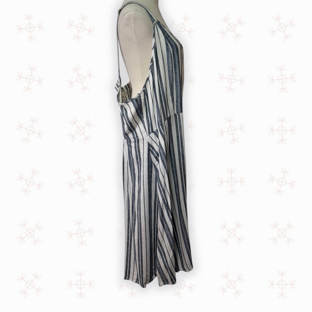 NWT Terra & Sky ‘Button Front Tank Dress’ in White & Navy Blue Stripe Plus Sz 2X - Picture 10 of 13